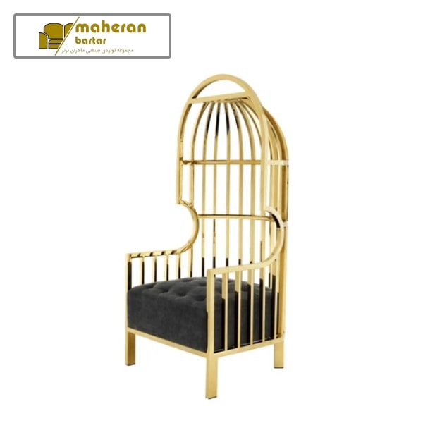 قیمت صندلی طرح قفس با استیل طلایی
